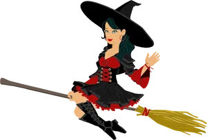 Animated Witchon Broomstick