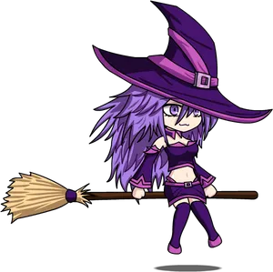 Animated Witchon Broomstick