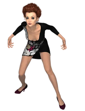 Animated Woman Posingin Black Outfit