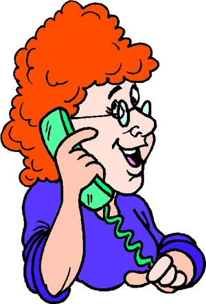 Animated Woman Talkingon Phone PNG image