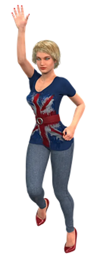 Animated Woman Waving Union Jack Shirt