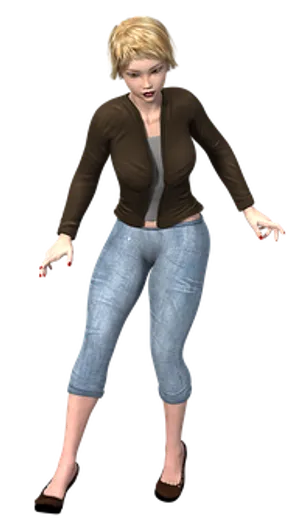 Animated Womanin Casual Attire