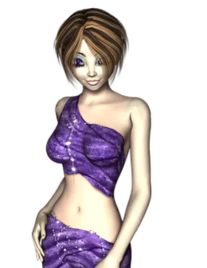 Animated Womanin Purple Outfit