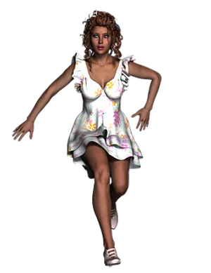 Animated Womanin Summer Dress