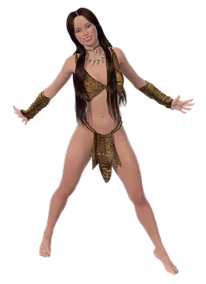 Animated Womanin Tribal Costume