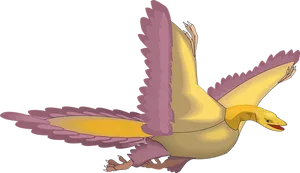 Animated Yellow Bird In Flight