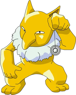 Animated Yellow Creature Holding Pendulum PNG