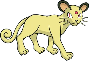 Animated Yellow Feline Creature PNG image
