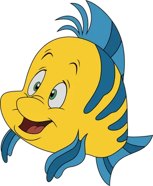 Animated Yellow Fish Character PNG image