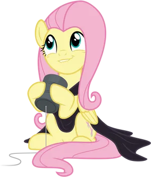 Animated Yellow Pony Holding Controller PNG image