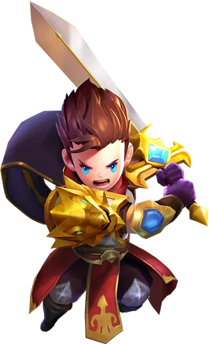 Animated Young Hero With Sword PNG image