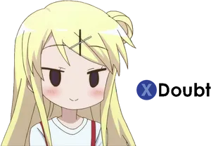Anime Blonde Character Blushing PNG image