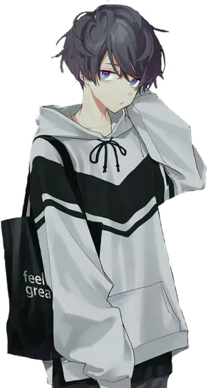 Anime Boy With Black Hairand Blue Eyes PNG image