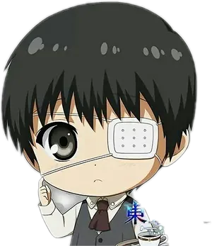 Anime Boy With Eye Patchand Teacup