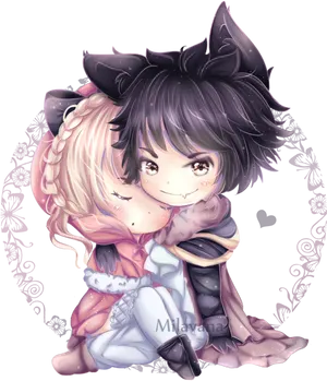 Anime Boyand Girl Cuddling PNG image