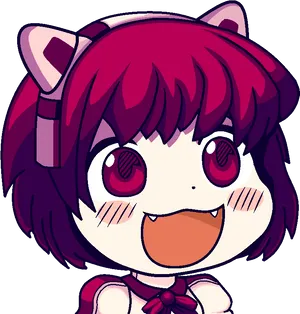 Anime Cat Girl Happy Expression PNG image