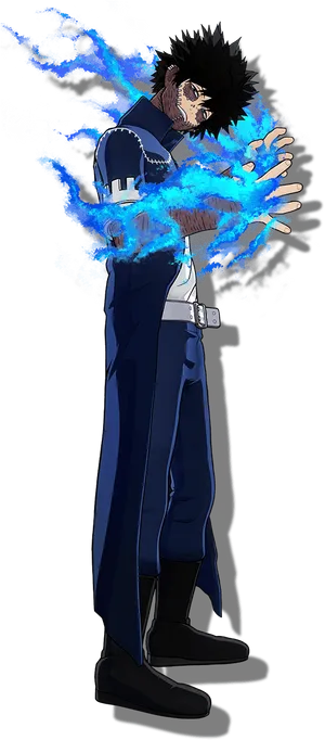 Anime Character Blue Energy Blast PNG image