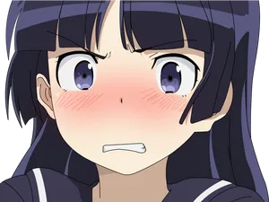 Anime Character Blushing Expression PNG image