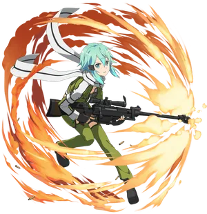 Anime Character Fire Battle PNG image