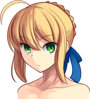 Anime Character Green Eyes Blonde Hair PNG image