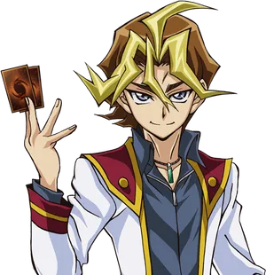 Anime Character Holding Card PNG image