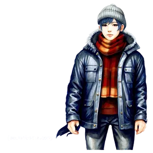 Anime Character In Winter Clothes PNG 15