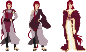 Anime Character Multiple Outfits PNG image