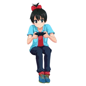 Anime Character Playing Video Games PNG Uhe PNG