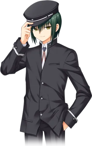 Anime Character Salutingin Uniform PNG
