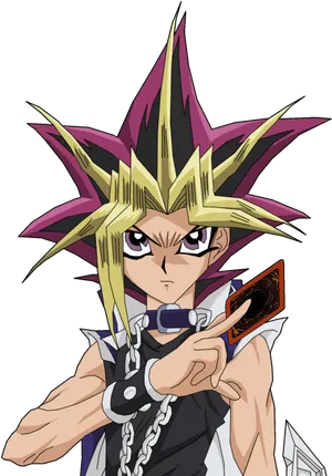 Anime Character With Card PNG image