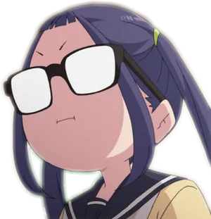 Anime Character With Glasses_ Funny Expression PNG image