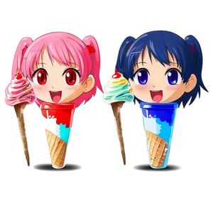 Anime Character With Ice Cream PNG Anq39 PNG