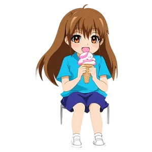 Anime Character With Ice Cream PNG Ini