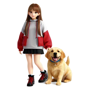Anime Character With Pet Dog PNG Ana PNG