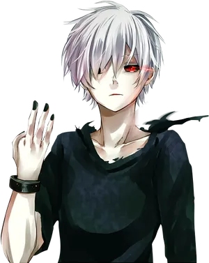 Anime Character With Silver Hairand Red Eye PNG image