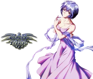 Anime Characterin Purple Dress PNG image