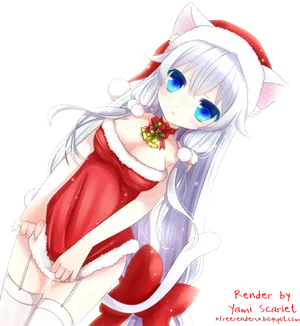 Anime Christmas Santa Girl PNG image