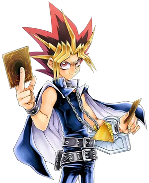 Anime Duelistwith Cards PNG image