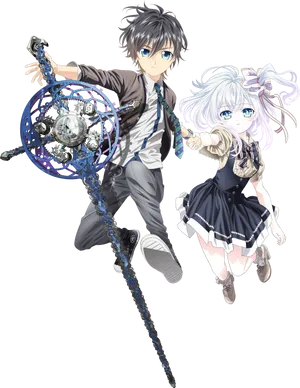 Anime Duo With Mystical Gear PNG image