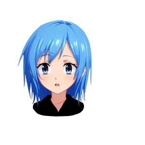 Anime Face With Blue Hair PNG 06122024