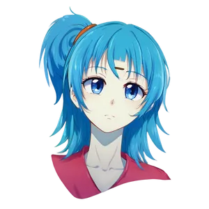 Anime Face With Blue Hair PNG 06122024 PNG
