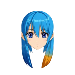 Anime Face With Blue Hair PNG Wux13 PNG