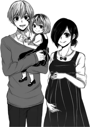 Anime Family Portrait Monochrome