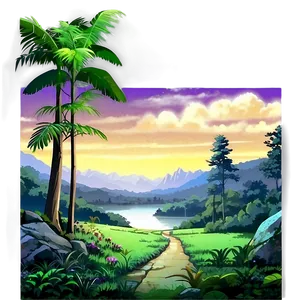 Anime Fantasy Landscape PNG Wwo