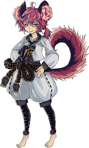 Anime Fox Spirit Warrior PNG image