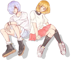 Anime Friends Sitting Together.png