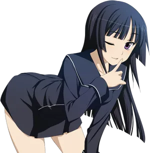 Anime Girl Bending Overwith Blush PNG image