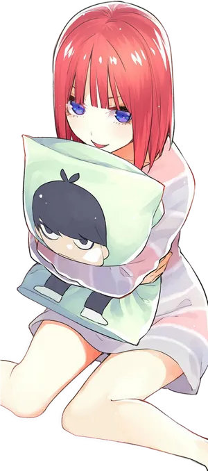 Anime Girl Hugging Character Pillow PNG image