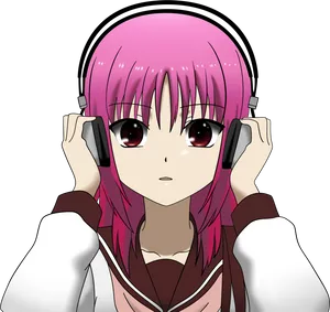 Anime Girl Listeningto Music PNG