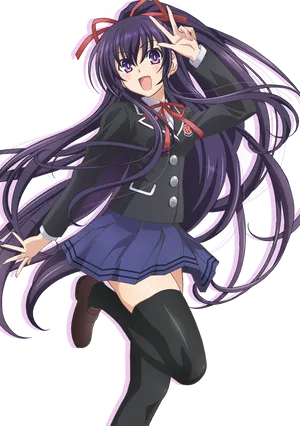 Anime Girl Peace Sign Body Pillow Design PNG